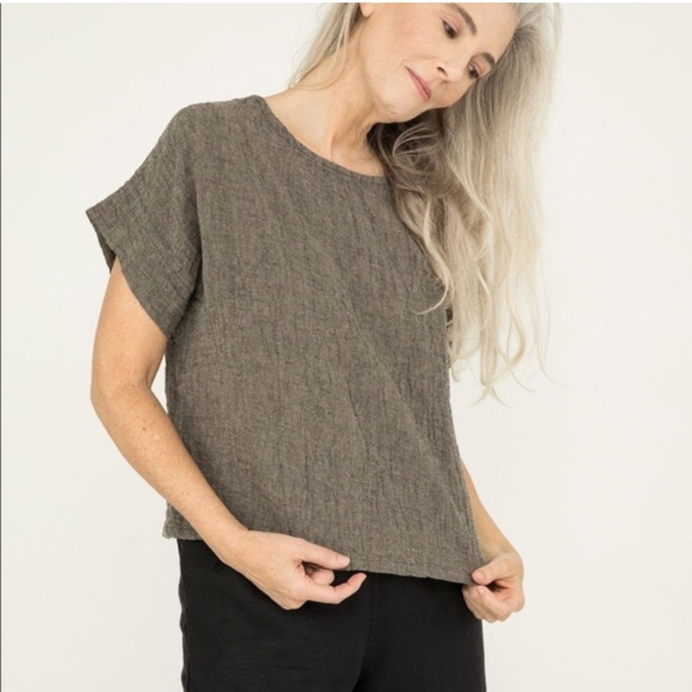 Georgia Tee in Linen Gauze Pepper